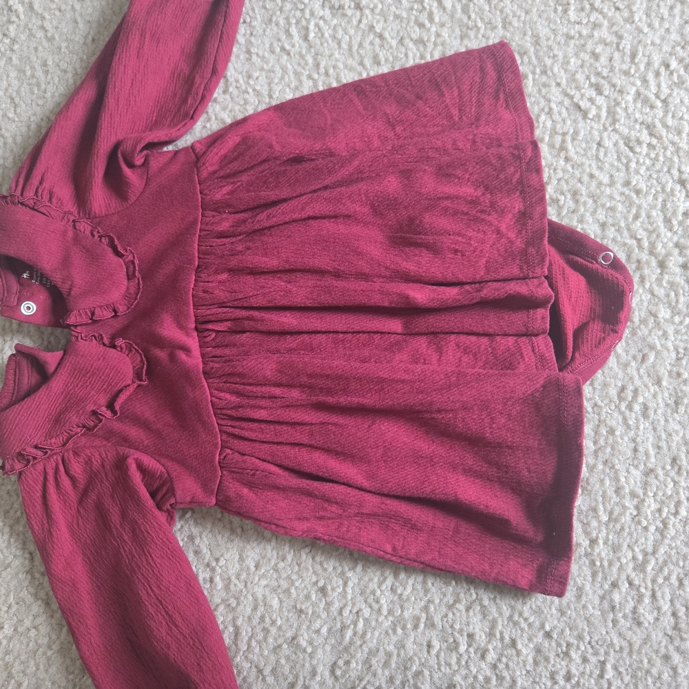 H&M Kids Long Sleeve Dress in Deep Pink
